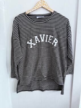 Xavier Emerson Street Navy Gray 3/4 Sleeve Shirt | Size Medium